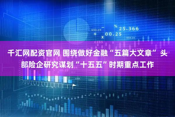 千汇网配资官网 围绕做好金融“五篇大文章” 头部险企研究谋划“十五五”时期重点工作